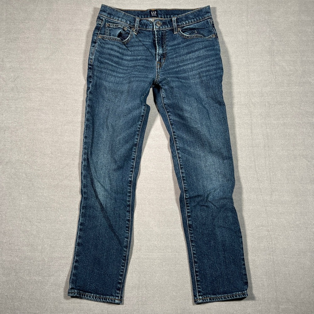 GAP Girlfriend Stretch Mid Rise Denim Jeans Womens 2/26 Blue Cotton Blend